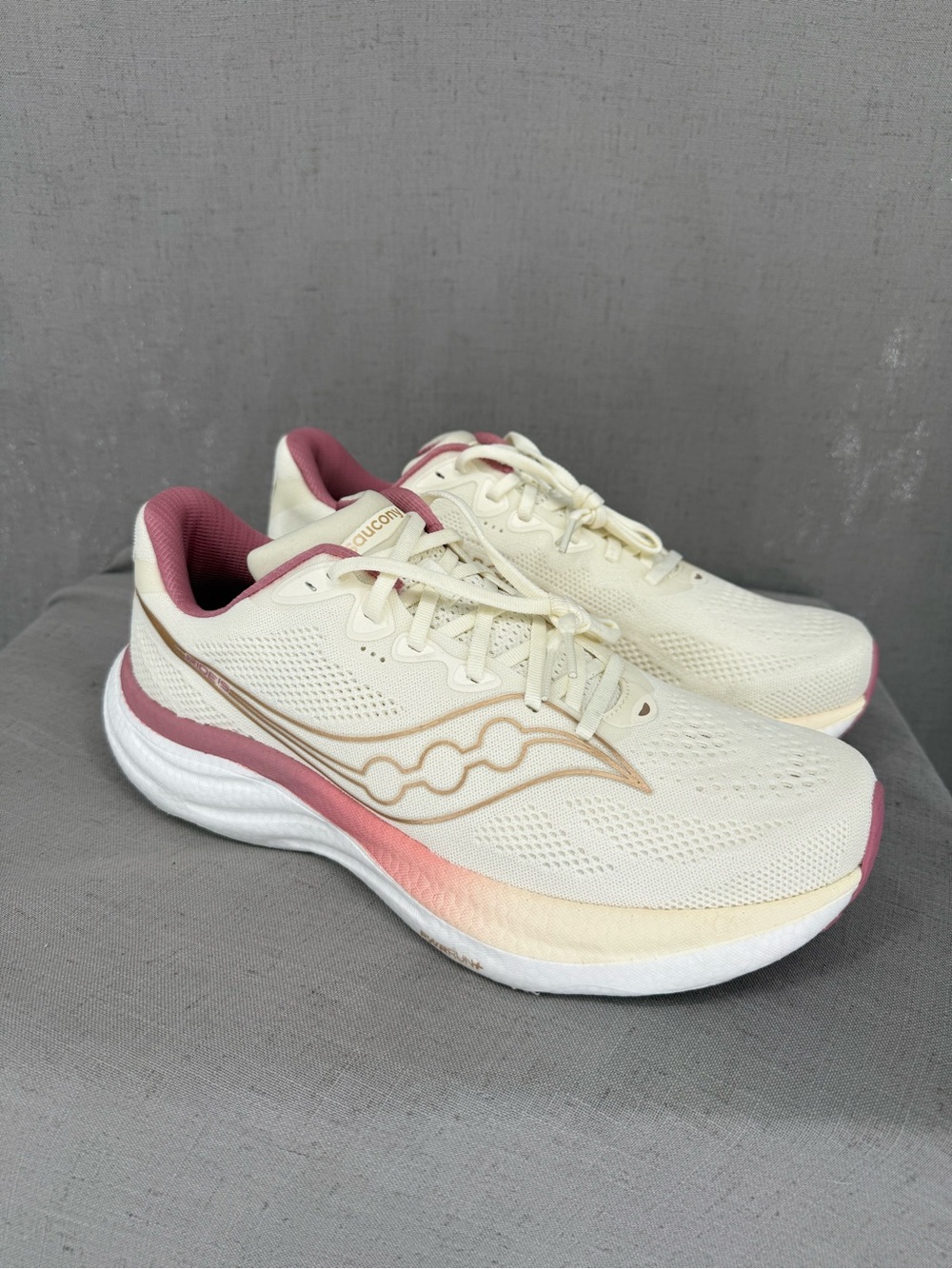 Saucony Ride 19 Vanilla Mauve Women Road Running Jogging Shoes Sz 12W